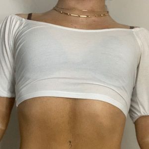 Cropped crème coquette, fairy, picnic crop off the shoulder top